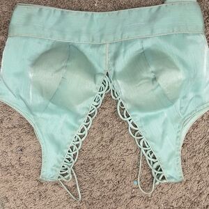 Green High-Waisted Top with Lace-Up Detail